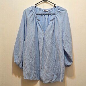Calvin Klein Baby Blue Gauze V-Neck 3/4 Sleeve Top XL Ladies